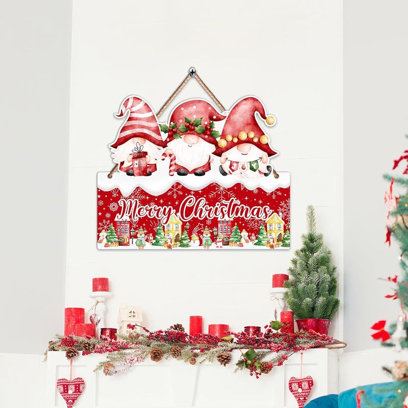 Hatzelou 1PCS Merry Christmas Sign for Wall, Cute Snowman Wooden Sign for Front, Merry Chrismas Welcome Sign, Perfect for Winter Farmhouse Garden Porch Decoration, Christmas Party Decor Supplies - Image 5